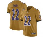 #22 Limited Jimmy Smith Gold Football Women's Jersey Baltimore Ravens Inverted Legend Vapor Rush
