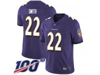 #22 Limited Jimmy Smith Purple Football Home Men's Jersey Baltimore Ravens Vapor Untouchable 100th Season