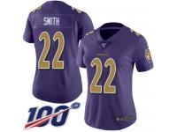 #22 Limited Jimmy Smith Purple Football Women's Jersey Baltimore Ravens Rush Vapor Untouchable 100th Season