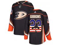 #23 Adidas Authentic Brian Gibbons Men's Black NHL Jersey - Anaheim Ducks USA Flag Fashion