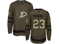 #23 Adidas Authentic Brian Gibbons Men's Green NHL Jersey - Anaheim Ducks Salute to Service