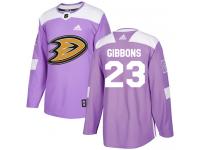 #23 Adidas Authentic Brian Gibbons Men's Purple NHL Jersey - Anaheim Ducks Fights Cancer Practice