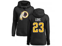#23 Bryce Love Black Football Name & Number Logo Women's Washington Redskins Pullover Hoodie