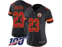 #23 Limited Armani Watts Black Football Women's Jersey Kansas City Chiefs Rush Vapor Untouchable 100th Season