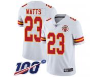 #23 Limited Armani Watts White Football Road Men's Jersey Kansas City Chiefs Vapor Untouchable 100th Season