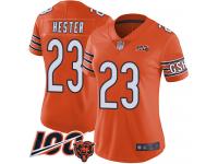 #23 Limited Devin Hester Orange Football Alternate Women's Jersey Chicago Bears 100th Season