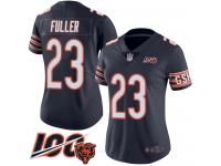 #23 Limited Kyle Fuller Navy Blue Football Home Women's Jersey Chicago Bears 100th Season
