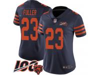 #23 Limited Kyle Fuller Navy Blue Football Women's Jersey Chicago Bears Rush Vapor Untouchable 100th Season