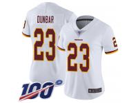 #23 Limited Quinton Dunbar White Football Road Women's Jersey Washington Redskins Vapor Untouchable 100th Season