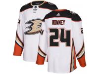 #24 Adidas Authentic Carter Rowney Men's White NHL Jersey - Away Anaheim Ducks