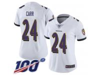 #24 Limited Brandon Carr White Football Road Women's Jersey Baltimore Ravens Vapor Untouchable 100th Season