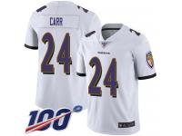 #24 Limited Brandon Carr White Football Road Youth Jersey Baltimore Ravens Vapor Untouchable 100th Season