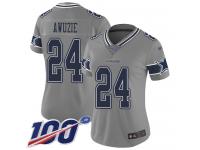 #24 Limited Chidobe Awuzie Gray Football Women's Jersey Dallas Cowboys Inverted Legend 100th Season