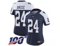 #24 Limited Chidobe Awuzie Navy Blue Football Alternate Women's Jersey Throwback Dallas Cowboys Vapor Untouchable 100th Season