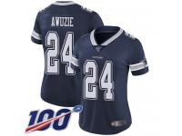 #24 Limited Chidobe Awuzie Navy Blue Football Home Women's Jersey Dallas Cowboys Vapor Untouchable 100th Season