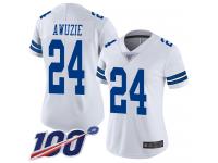 #24 Limited Chidobe Awuzie White Football Road Women's Jersey Dallas Cowboys Vapor Untouchable 100th Season