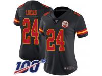 #24 Limited Jordan Lucas Black Football Women's Jersey Kansas City Chiefs Rush Vapor Untouchable 100th Season