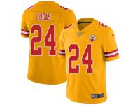 #24 Limited Jordan Lucas Gold Football Men's Jersey Kansas City Chiefs Inverted Legend Vapor Rush