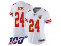 #24 Limited Jordan Lucas White Football Road Women's Jersey Kansas City Chiefs Vapor Untouchable 100th Season
