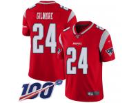 #24 Limited Stephon Gilmore Red Football Men's Jersey New England Patriots Inverted Legend 100th Season