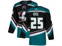 #25 Adidas Authentic Ondrej Kase Men's Black Teal NHL Jersey - Alternate Anaheim Ducks