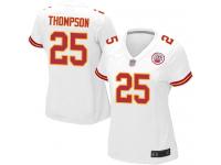#25 Game Darwin Thompson White Football Road Women's Jersey Kansas City Chiefs