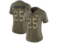 #25 Limited Darwin Thompson Olive Camo Football Women's Jersey Kansas City Chiefs 2017 Salute to Service