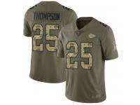 #25 Limited Darwin Thompson Olive Camo Football Youth Jersey Kansas City Chiefs 2017 Salute to Service