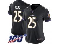 #25 Limited Tavon Young Black Football Alternate Women's Jersey Baltimore Ravens Vapor Untouchable 100th Season