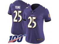 #25 Limited Tavon Young Purple Football Home Women's Jersey Baltimore Ravens Vapor Untouchable 100th Season