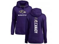#26 Maurice Canady Purple Football Backer Women's Baltimore Ravens Pullover Hoodie