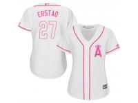 #27 Women's Darin Erstad Replica Jersey White MLB Majestic Los Angeles Angels of Anaheim Cool Base Fashion