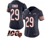 #29 Limited Tarik Cohen Navy Blue Football Home Women's Jersey Chicago Bears 100th Season