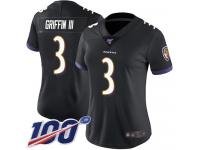 #3 Limited Robert Griffin III Black Football Alternate Women's Jersey Baltimore Ravens Vapor Untouchable 100th Season