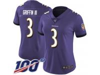 #3 Limited Robert Griffin III Purple Football Home Women's Jersey Baltimore Ravens Vapor Untouchable 100th Season