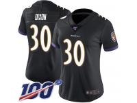#30 Limited Kenneth Dixon Black Football Alternate Women's Jersey Baltimore Ravens Vapor Untouchable 100th Season