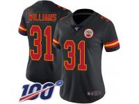 #31 Limited Darrel Williams Black Football Women's Jersey Kansas City Chiefs Rush Vapor Untouchable 100th Season