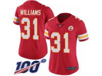 #31 Limited Darrel Williams Red Football Home Women's Jersey Kansas City Chiefs Vapor Untouchable 100th Season