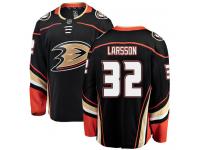 #32 Breakaway Jacob Larsson Men's Black NHL Jersey - Home Anaheim Ducks