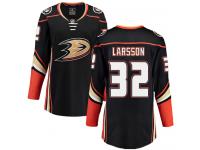 #32 Breakaway Jacob Larsson Women's Black NHL Jersey - Home Anaheim Ducks