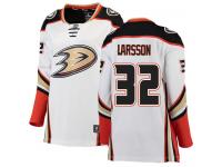 #32 Breakaway Jacob Larsson Women's White NHL Jersey - Away Anaheim Ducks