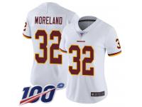 #32 Limited Jimmy Moreland White Football Road Women's Jersey Washington Redskins Vapor Untouchable 100th Season
