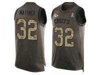 #32 Tyrann Mathieu Green Football Men's Jersey Kansas City Chiefs Salute to Service Tank Top