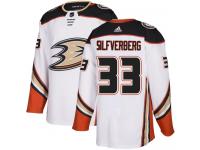 #33 Adidas Authentic Jakob Silfverberg Men's White NHL Jersey - Away Anaheim Ducks