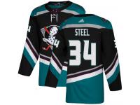 #34 Adidas Authentic Sam Steel Men's Black Teal NHL Jersey - Alternate Anaheim Ducks