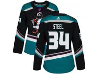 #34 Adidas Authentic Sam Steel Women's Black Teal NHL Jersey - Alternate Anaheim Ducks
