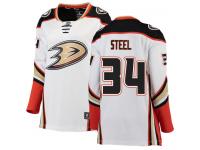 #34 Breakaway Sam Steel Women's White NHL Jersey - Away Anaheim Ducks