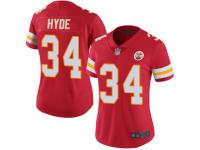 #34 Limited Carlos Hyde Red Football Home Women's Jersey Kansas City Chiefs Vapor Untouchable