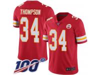 #34 Limited Darwin Thompson Red Football Home Men's Jersey Kansas City Chiefs Vapor Untouchable 100th Season