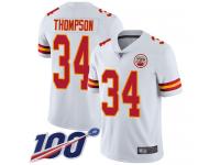 #34 Limited Darwin Thompson White Football Road Youth Jersey Kansas City Chiefs Vapor Untouchable 100th Season